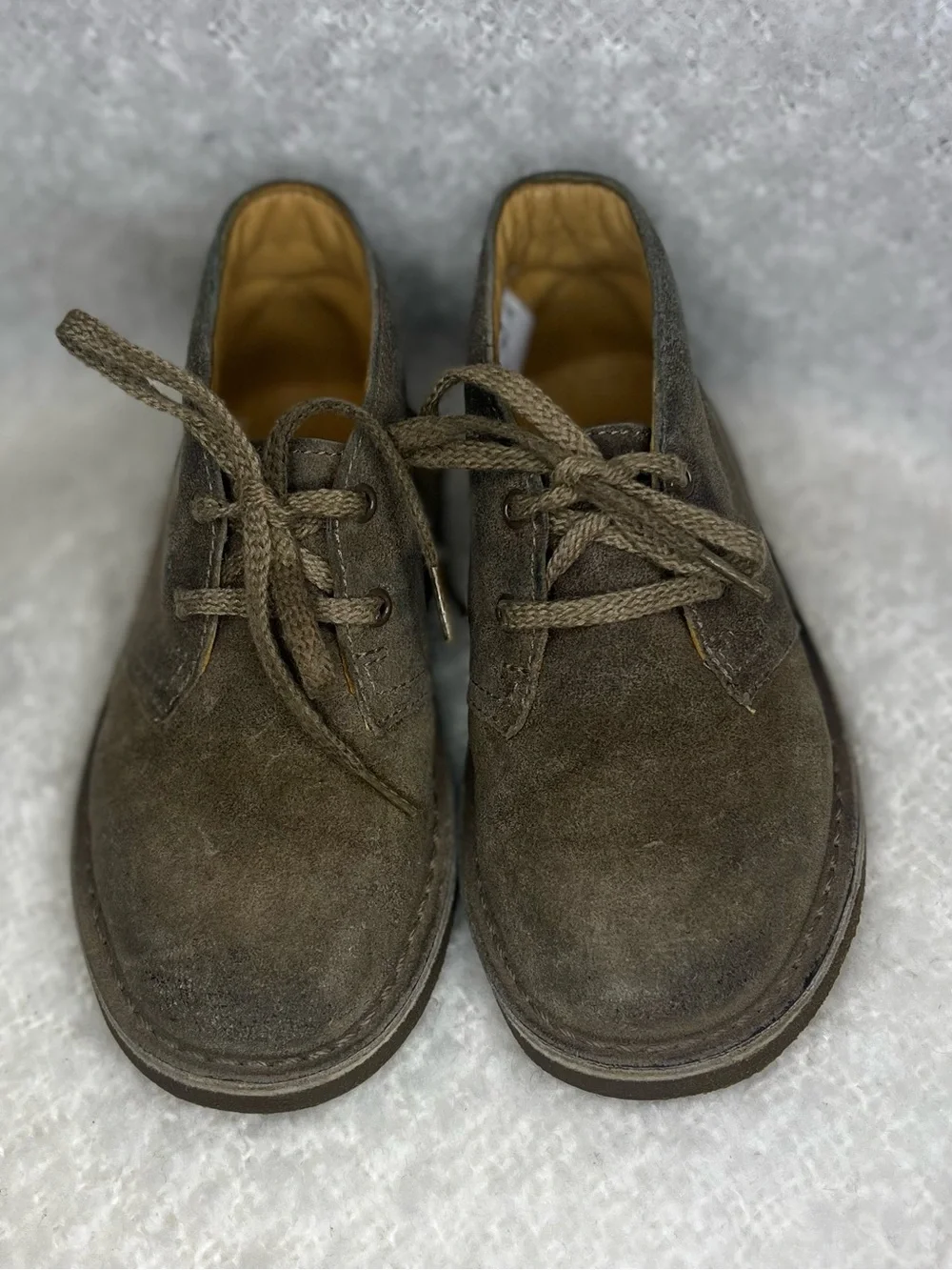 Clark Original Boys Suede Look (Leather) Boots in Taupe Size 9W